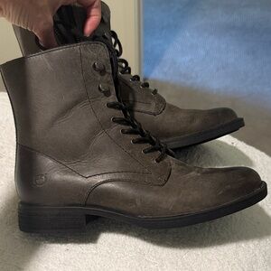 Born Boreen Gray Lace-Up Combat Boots